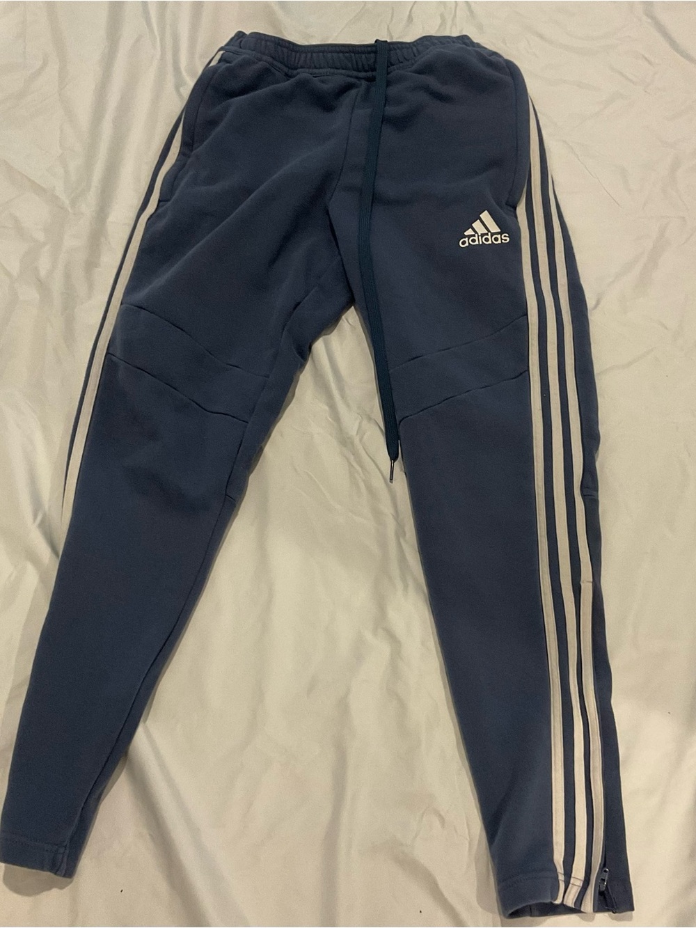 adidas Navy Joggers with White Three-Stripe Detail